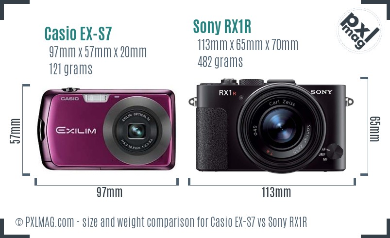 Casio EX-S7 vs Sony RX1R size comparison Casio EX-S7 vs Sony RX1R size comparison