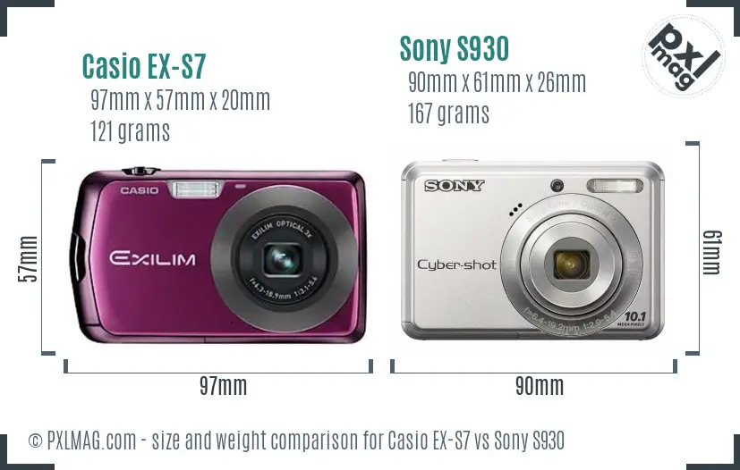 Casio EX-S7 vs Sony S930 size comparison Casio EX-S7 vs Sony S930 size comparison