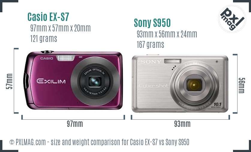 Casio EX-S7 vs Sony S950 size comparison