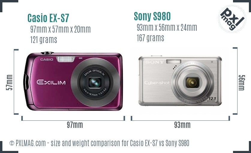 Casio EX-S7 vs Sony S980 size comparison Casio EX-S7 vs Sony S980 size comparison