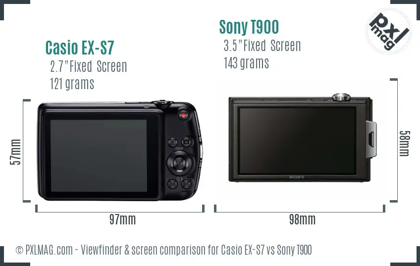 Casio EX-S7 vs Sony T900 Screen and Viewfinder comparison