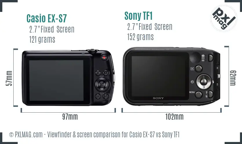 Casio EX-S7 vs Sony TF1 Screen and Viewfinder comparison