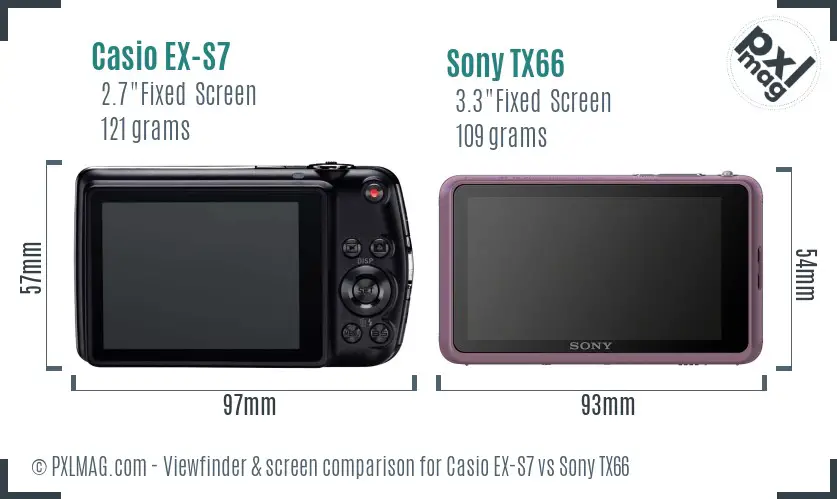 Casio EX-S7 vs Sony TX66 Screen and Viewfinder comparison