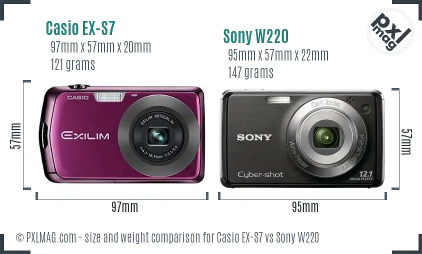 Casio EX-S7 vs Sony W220 size comparison Casio EX-S7 vs Sony W220 size comparison