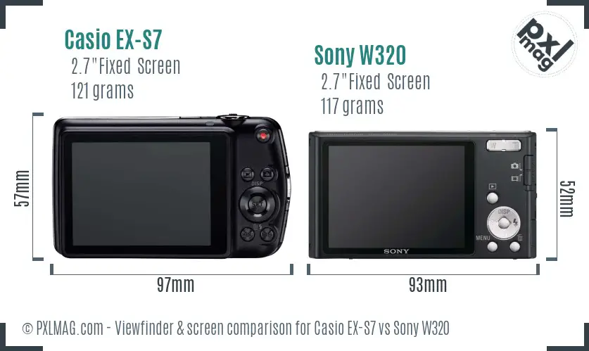 Casio EX-S7 vs Sony W320 Screen and Viewfinder comparison