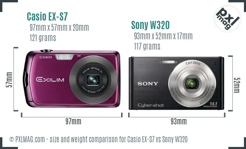 Casio EX-S7 vs Sony W320 size comparison