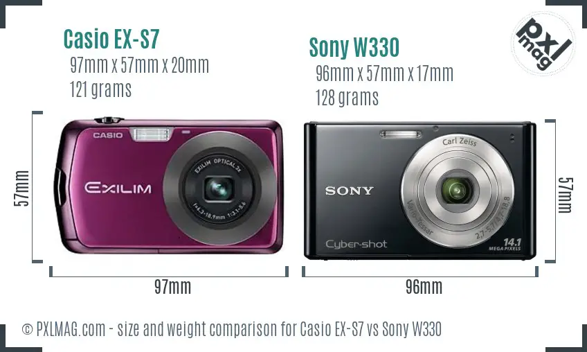 Casio EX-S7 vs Sony W330 size comparison