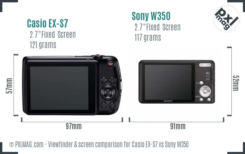 Casio EX-S7 vs Sony W350 Screen and Viewfinder comparison