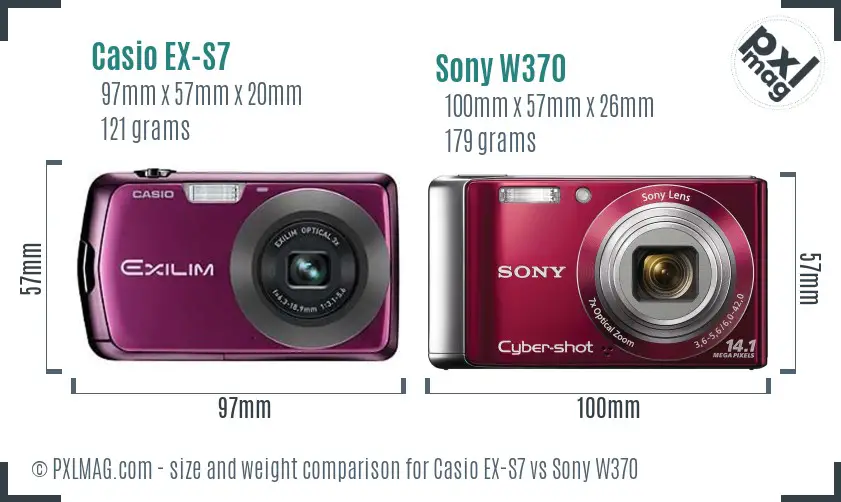 Casio EX-S7 vs Sony W370 size comparison