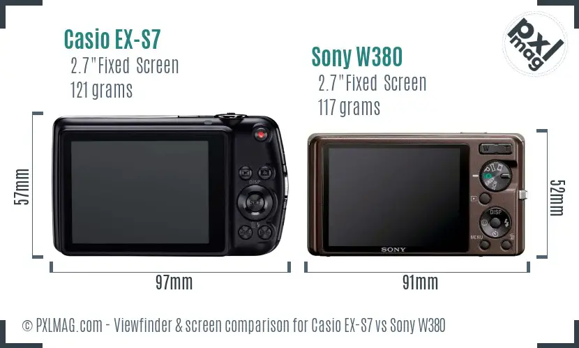 Casio EX-S7 vs Sony W380 Screen and Viewfinder comparison Casio EX-S7 vs Sony W380 Screen and Viewfinder comparison