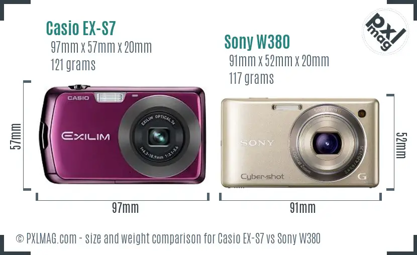 Casio EX-S7 vs Sony W380 size comparison Casio EX-S7 vs Sony W380 size comparison