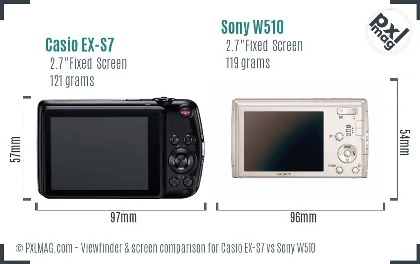 Casio EX-S7 vs Sony W510 Screen and Viewfinder comparison
