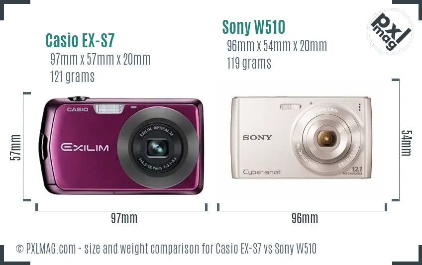 Casio EX-S7 vs Sony W510 size comparison