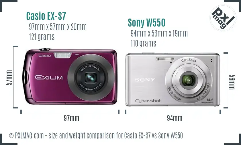 Casio EX-S7 vs Sony W550 size comparison