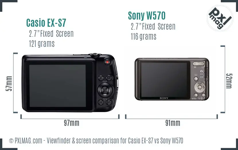 Casio EX-S7 vs Sony W570 Screen and Viewfinder comparison