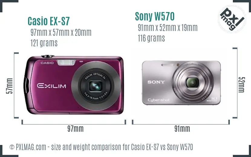 Casio EX-S7 vs Sony W570 size comparison