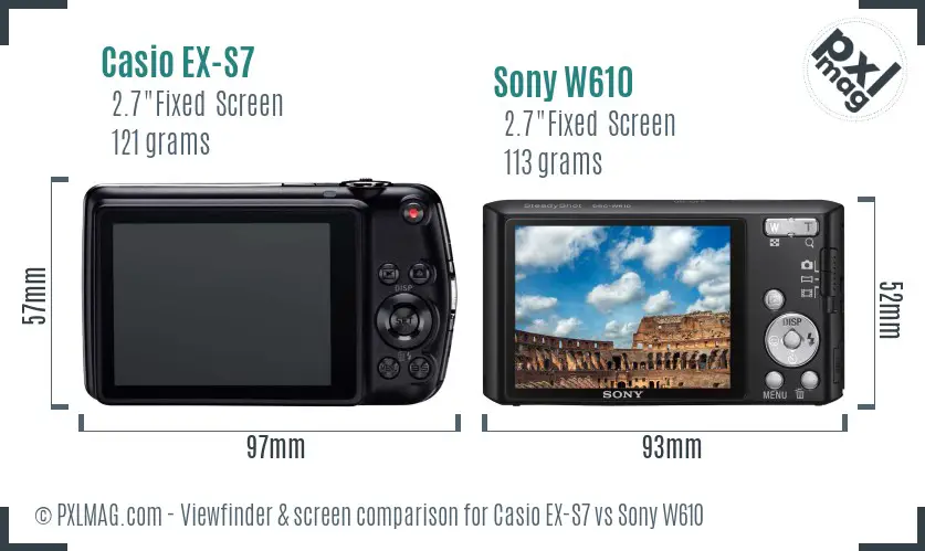Casio EX-S7 vs Sony W610 Screen and Viewfinder comparison Casio EX-S7 vs Sony W610 Screen and Viewfinder comparison