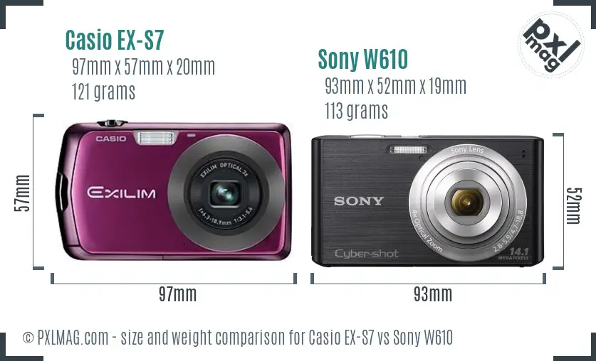 Casio EX-S7 vs Sony W610 size comparison Casio EX-S7 vs Sony W610 size comparison