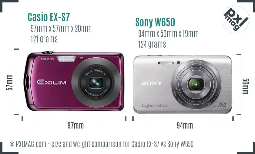 Casio EX-S7 vs Sony W650 size comparison