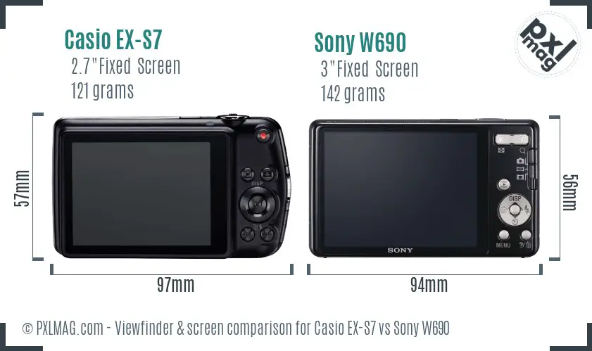 Casio EX-S7 vs Sony W690 Screen and Viewfinder comparison Casio EX-S7 vs Sony W690 Screen and Viewfinder comparison