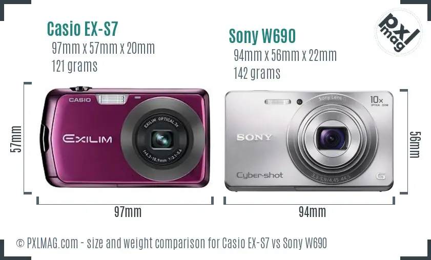Casio EX-S7 vs Sony W690 size comparison Casio EX-S7 vs Sony W690 size comparison