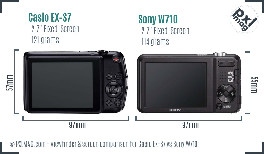 Casio EX-S7 vs Sony W710 Screen and Viewfinder comparison