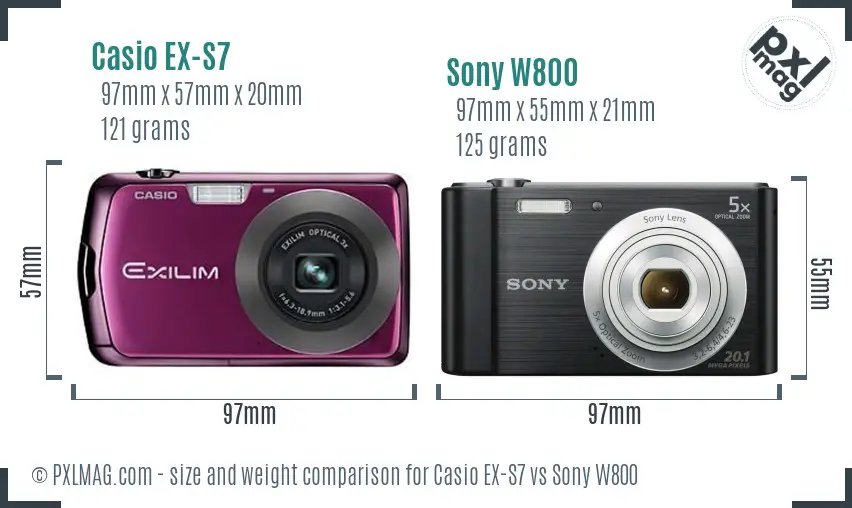 Casio EX-S7 vs Sony W800 size comparison