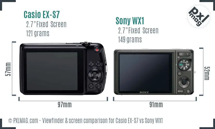 Casio EX-S7 vs Sony WX1 Screen and Viewfinder comparison