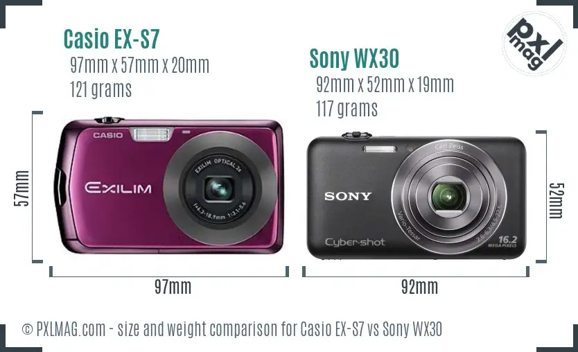 Casio EX-S7 vs Sony WX30 size comparison