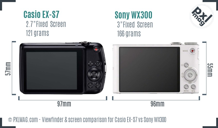 Casio EX-S7 vs Sony WX300 Screen and Viewfinder comparison