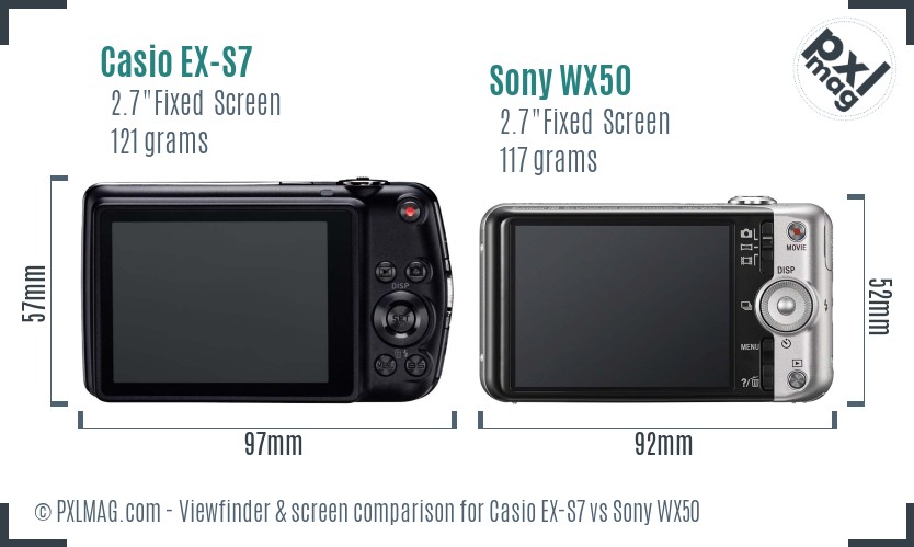 Casio EX-S7 vs Sony WX50 Screen and Viewfinder comparison