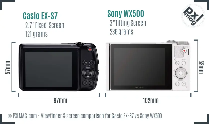 Casio EX-S7 vs Sony WX500 Screen and Viewfinder comparison Casio EX-S7 vs Sony WX500 Screen and Viewfinder comparison