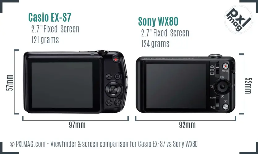 Casio EX-S7 vs Sony WX80 Screen and Viewfinder comparison
