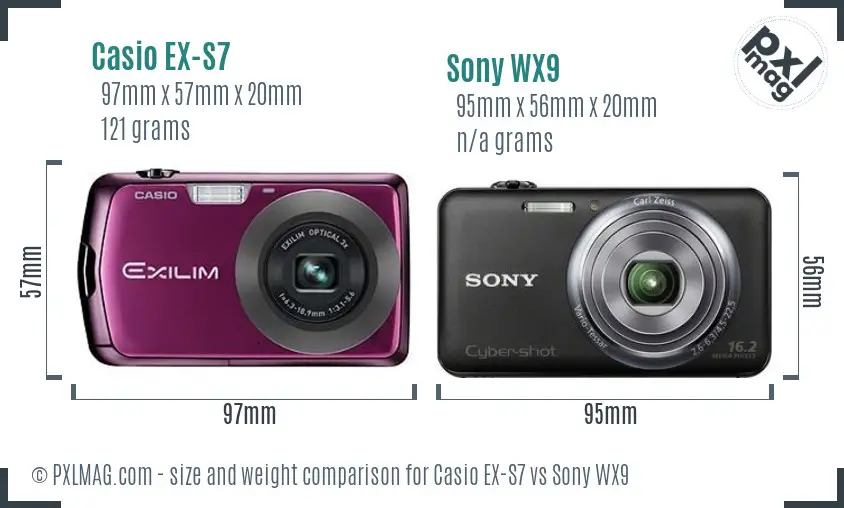 Casio EX-S7 vs Sony WX9 size comparison Casio EX-S7 vs Sony WX9 size comparison