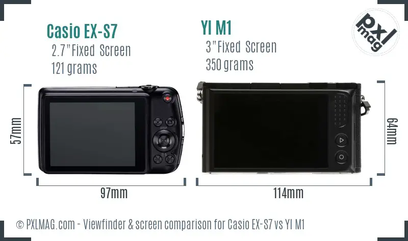 Casio EX-S7 vs YI M1 Screen and Viewfinder comparison