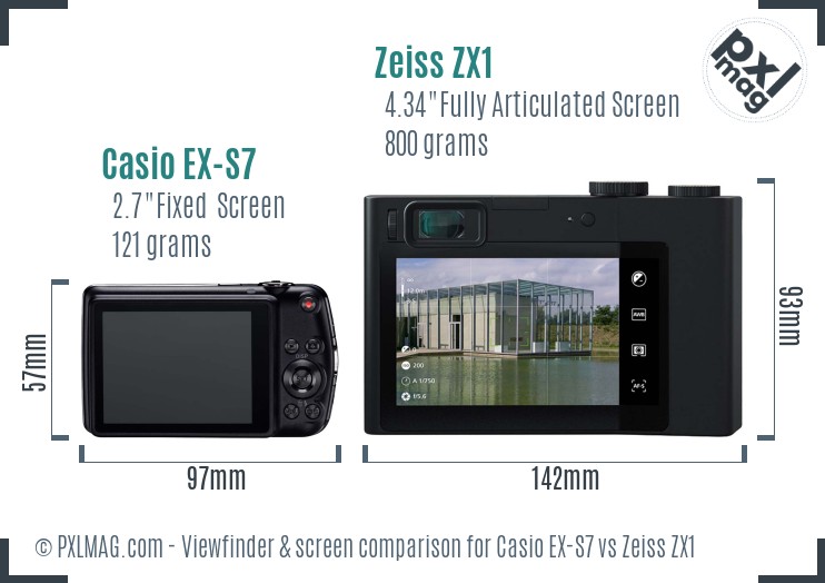Casio EX-S7 vs Zeiss ZX1 Screen and Viewfinder comparison