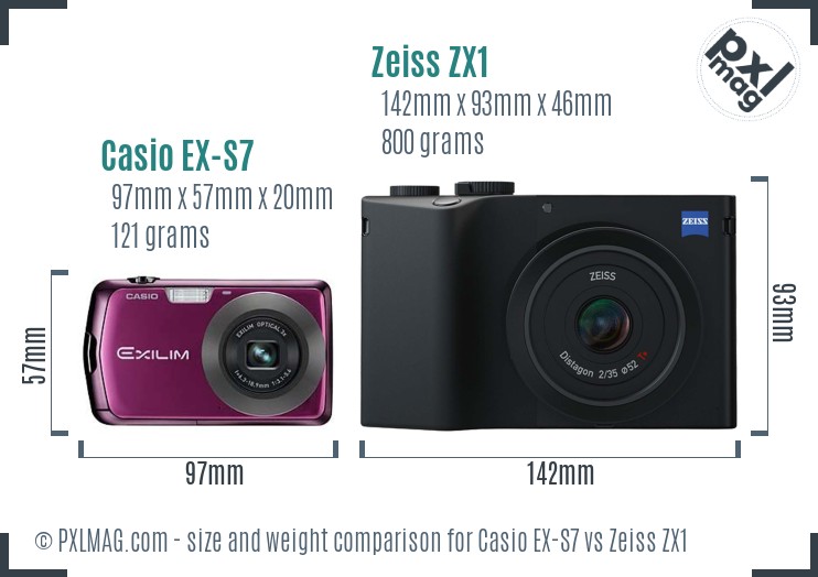 Casio EX-S7 vs Zeiss ZX1 size comparison Casio EX-S7 vs Zeiss ZX1 size comparison