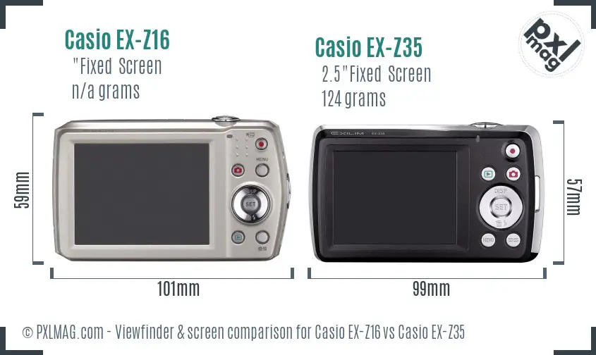 Casio EX-Z16 vs Casio EX-Z35 Screen and Viewfinder comparison