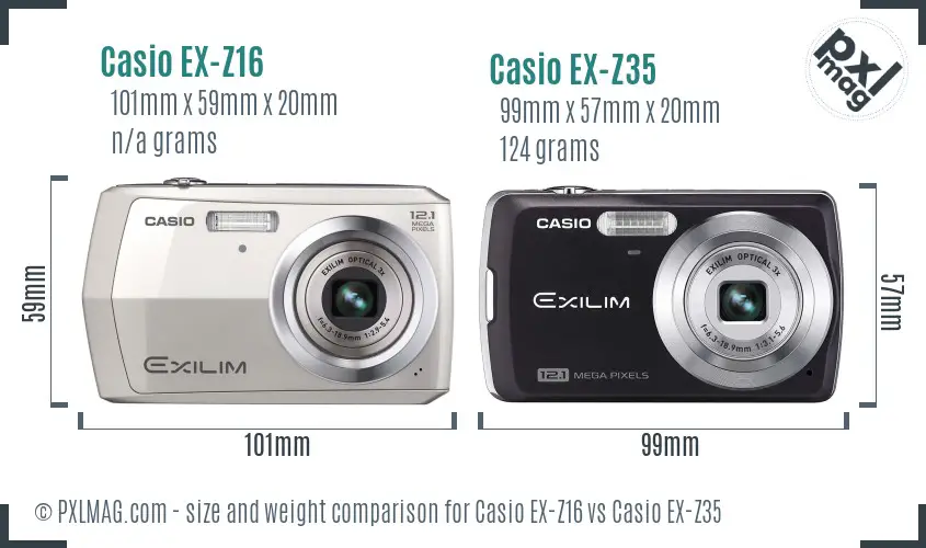 Casio EX-Z16 vs Casio EX-Z35 size comparison