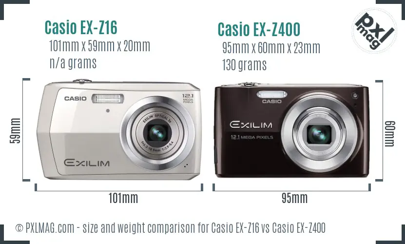 Casio EX-Z16 vs Casio EX-Z400 size comparison
