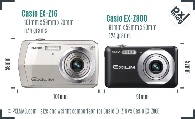 Casio EX-Z16 vs Casio EX-Z800 size comparison