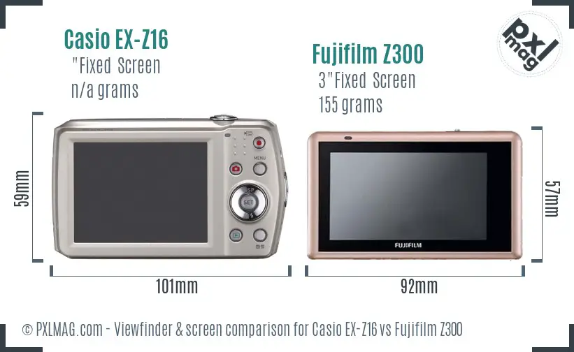 Casio EX-Z16 vs Fujifilm Z300 Screen and Viewfinder comparison