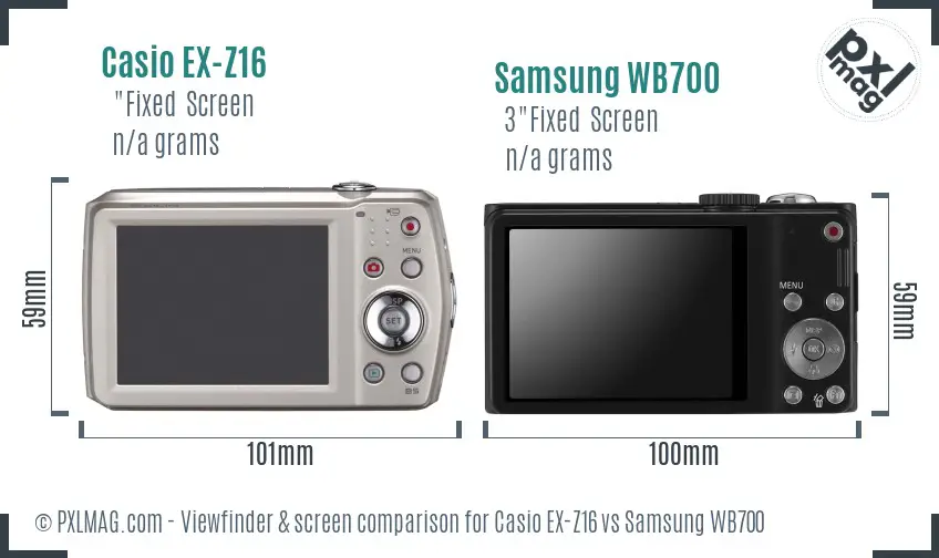 Casio EX-Z16 vs Samsung WB700 Screen and Viewfinder comparison Casio EX-Z16 vs Samsung WB700 Screen and Viewfinder comparison