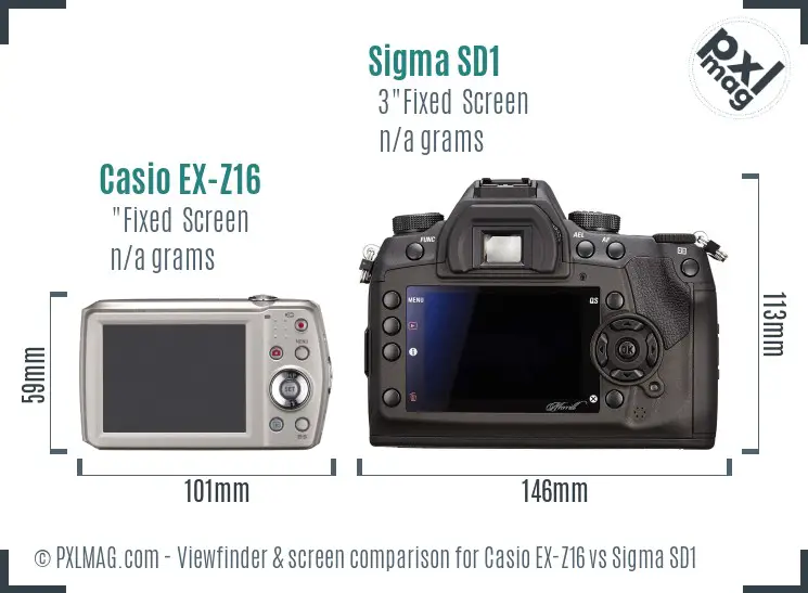 Casio EX-Z16 vs Sigma SD1 Screen and Viewfinder comparison