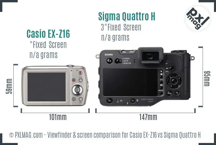 Casio EX-Z16 vs Sigma Quattro H Screen and Viewfinder comparison Casio EX-Z16 vs Sigma Quattro H Screen and Viewfinder comparison