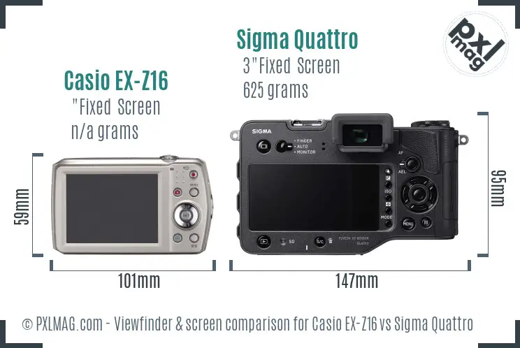 Casio EX-Z16 vs Sigma Quattro Screen and Viewfinder comparison
