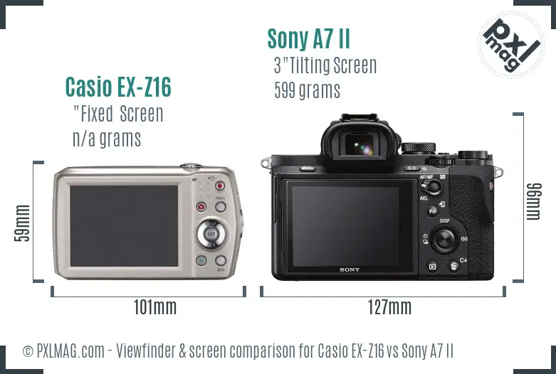 Casio EX-Z16 vs Sony A7 II Screen and Viewfinder comparison Casio EX-Z16 vs Sony A7 II Screen and Viewfinder comparison