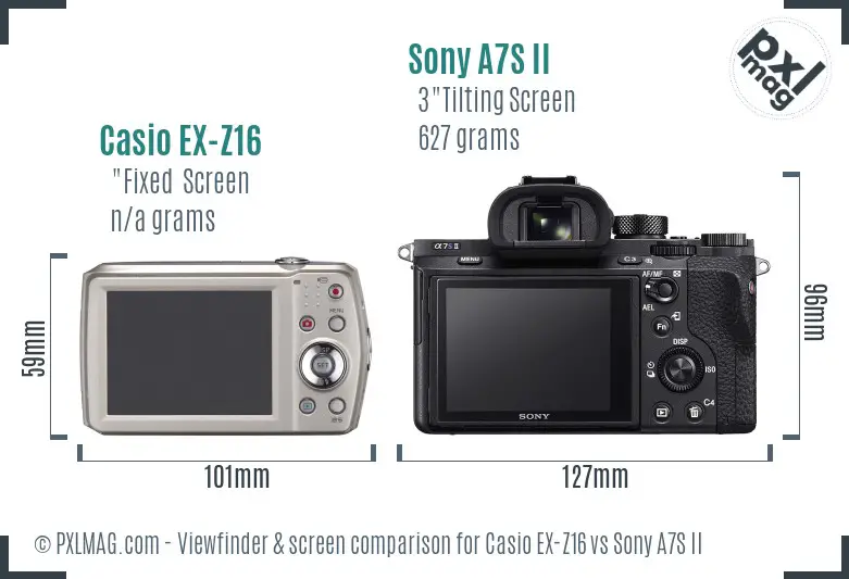 Casio EX-Z16 vs Sony A7S II Screen and Viewfinder comparison Casio EX-Z16 vs Sony A7S II Screen and Viewfinder comparison