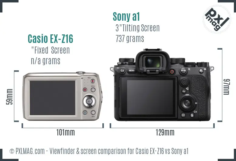 Casio EX-Z16 vs Sony a1 Screen and Viewfinder comparison Casio EX-Z16 vs Sony a1 Screen and Viewfinder comparison