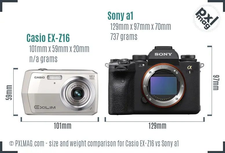 Casio EX-Z16 vs Sony a1 size comparison Casio EX-Z16 vs Sony a1 size comparison